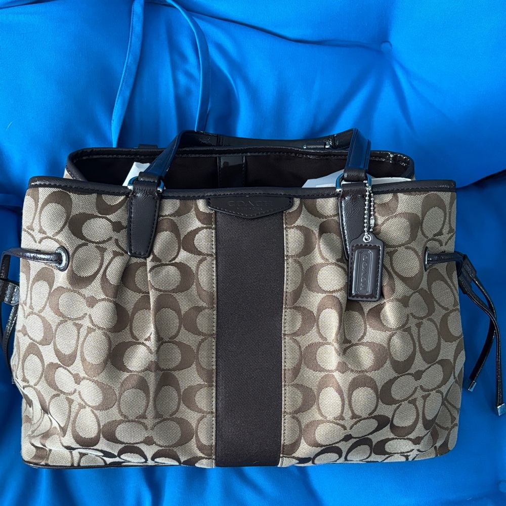 Coach New York Purse Gently Used Colored Brown Silver NWOTS